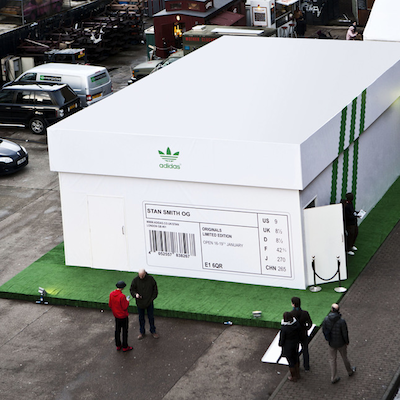 Stan Smith giant shoe box pop-up store